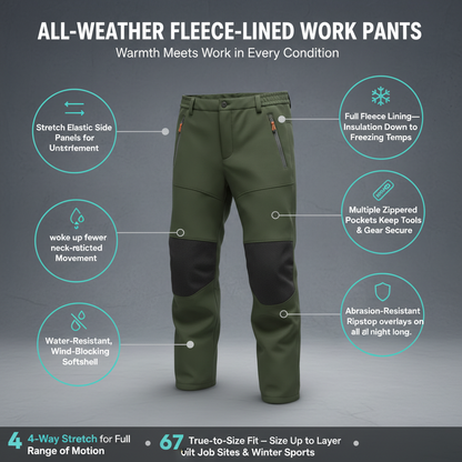 All-Weather Fleece-Lined Work Pants – Warmth Meets Work